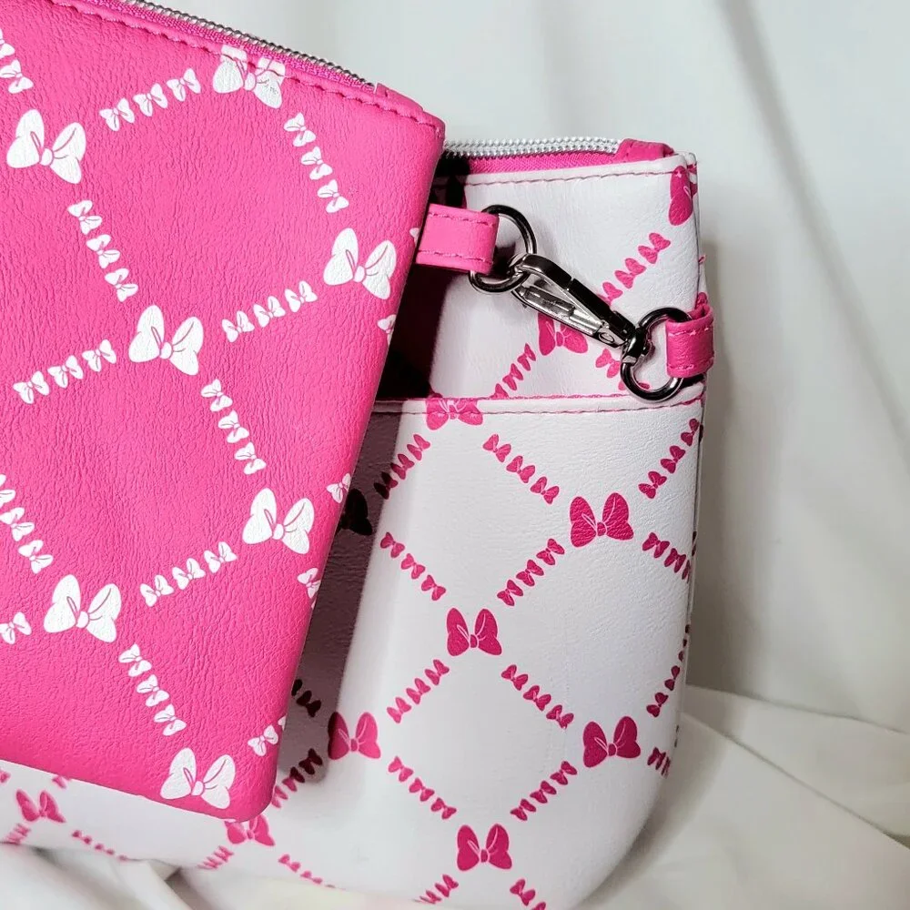 Minnie Mouse Stuffed 2 Piece Cosmetic Pink & White Bags ~ All NWT - Picture 4 of 7